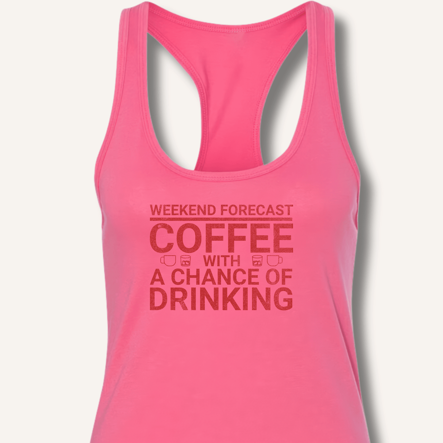 Tank Top XS / Solid Hot Pink Weekend Forecast Racerback Tank