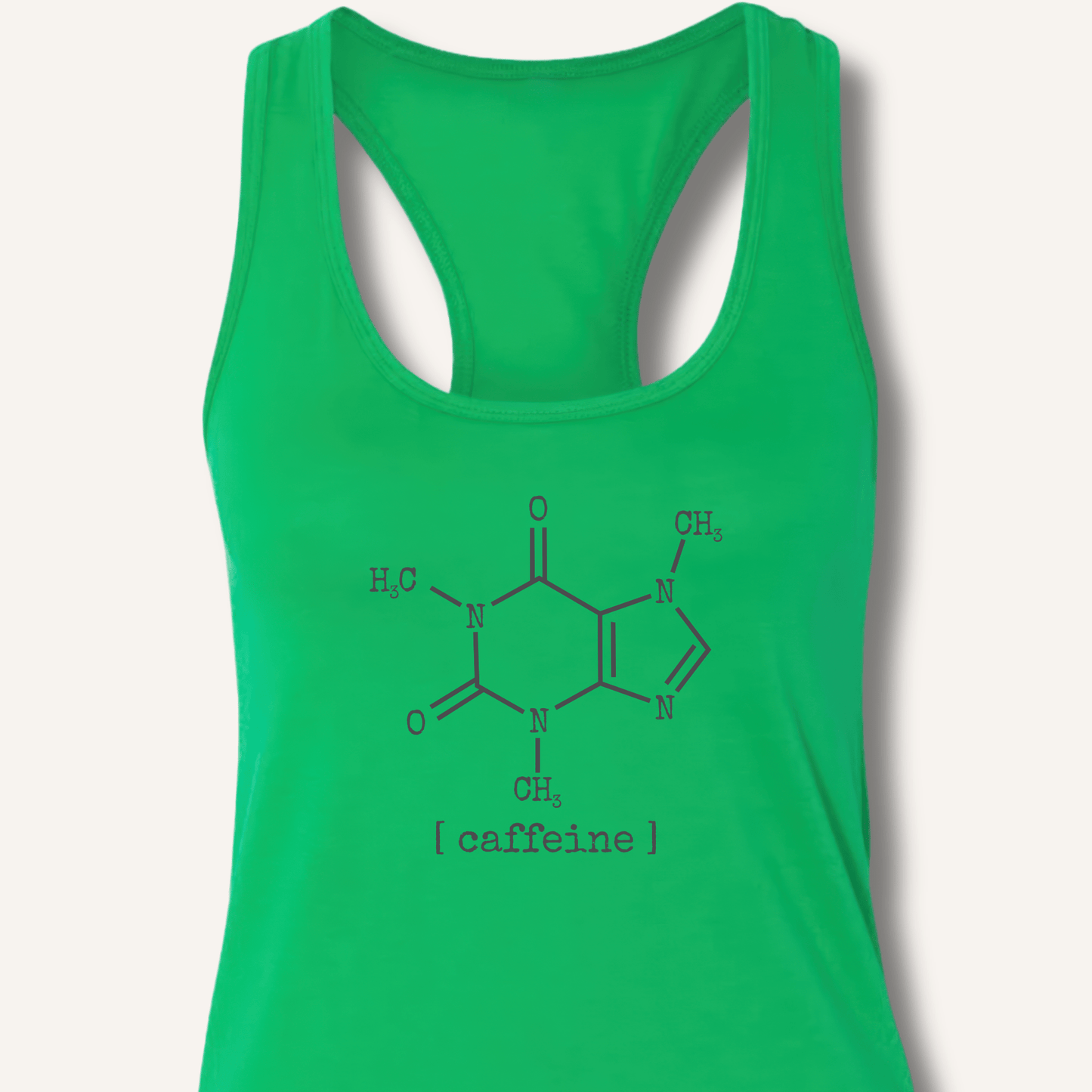 Tank Top XS / Solid Kelly Green Caffeine Molecule Racerback Tank