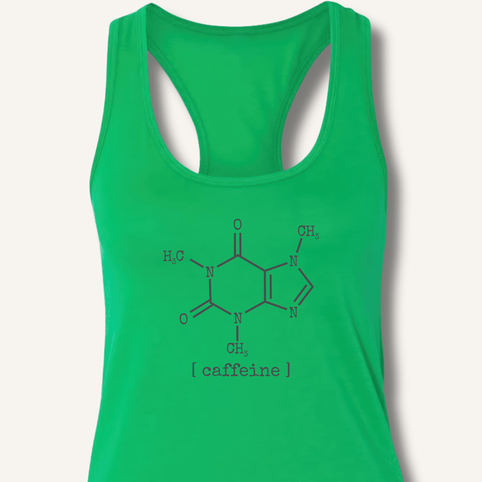 Tank Top XS / Solid Kelly Green Caffeine Molecule Racerback Tank