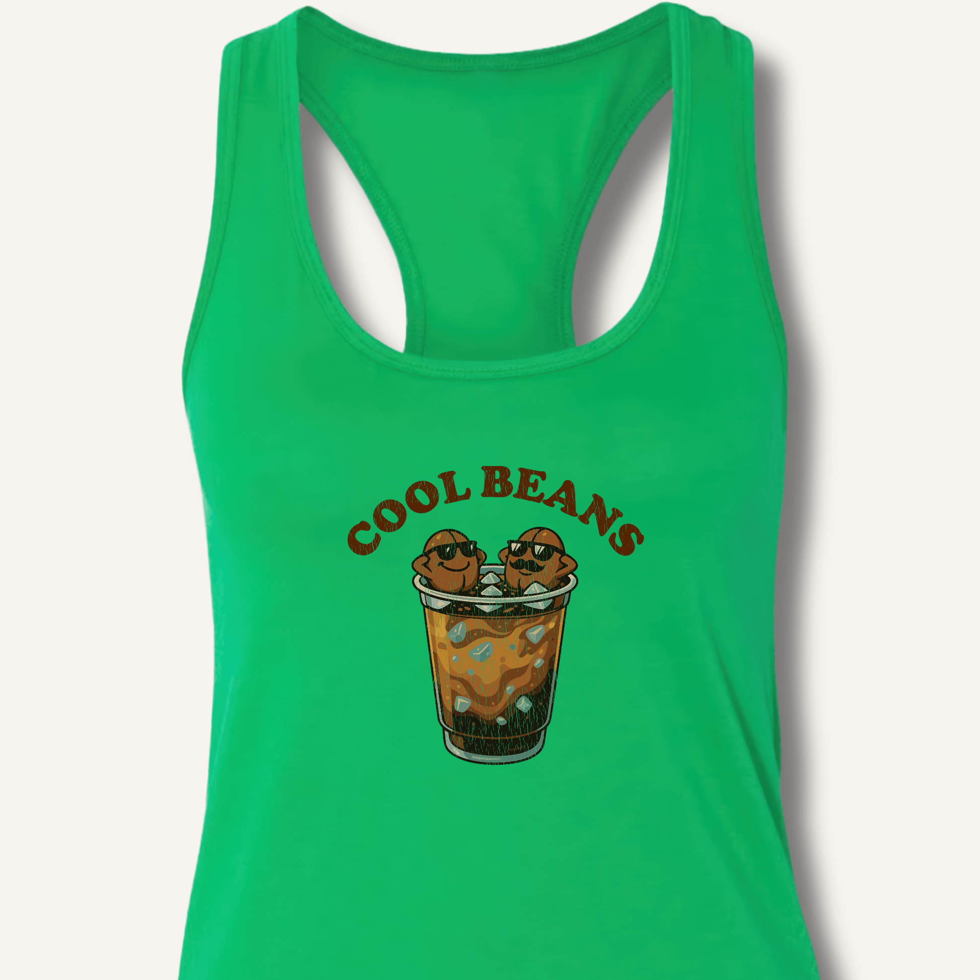 Tank Top XS / Solid Kelly Green Cool Beans Racerback Tank