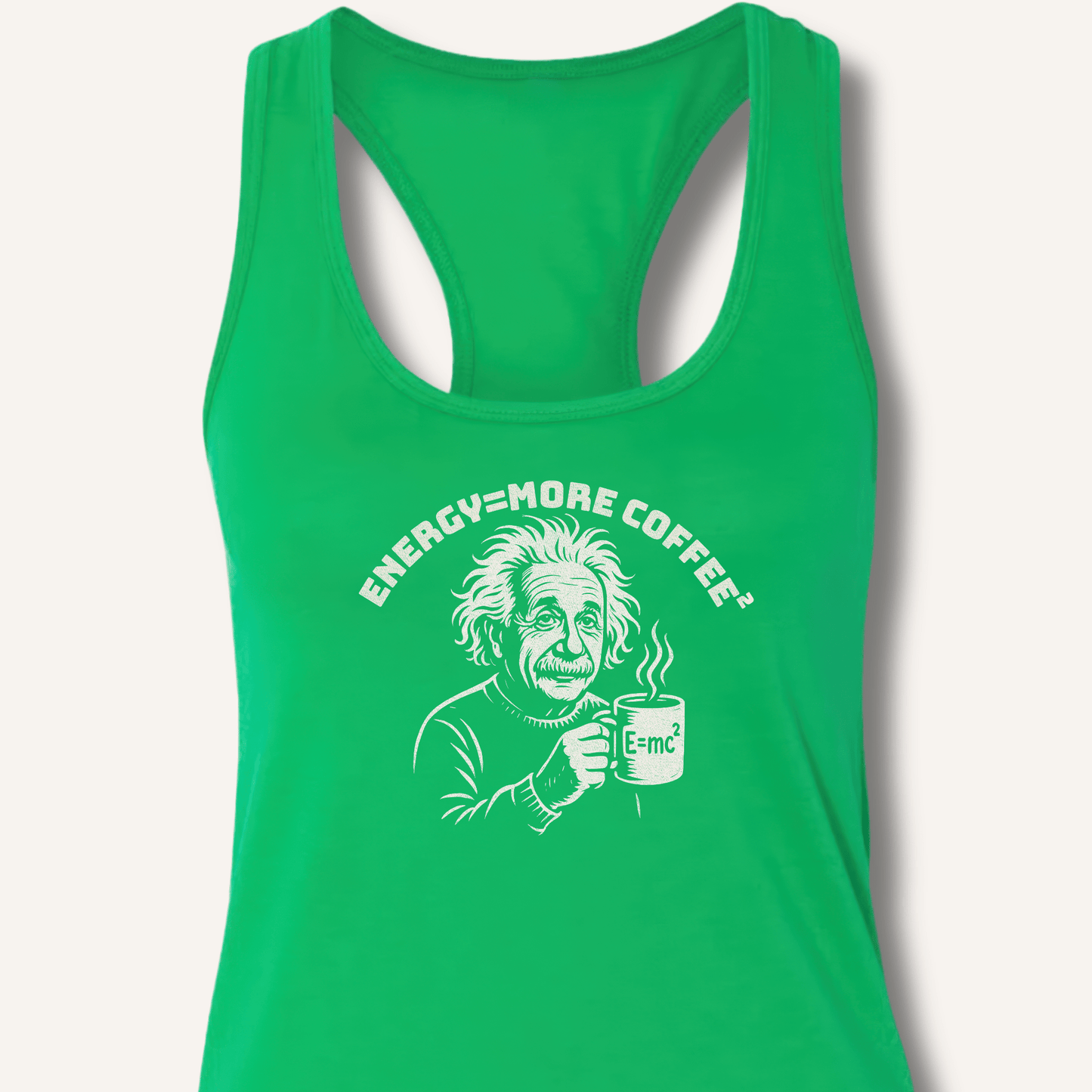 Tank Top XS / Solid Kelly Green Energy = More Coffee² Racerback Tank