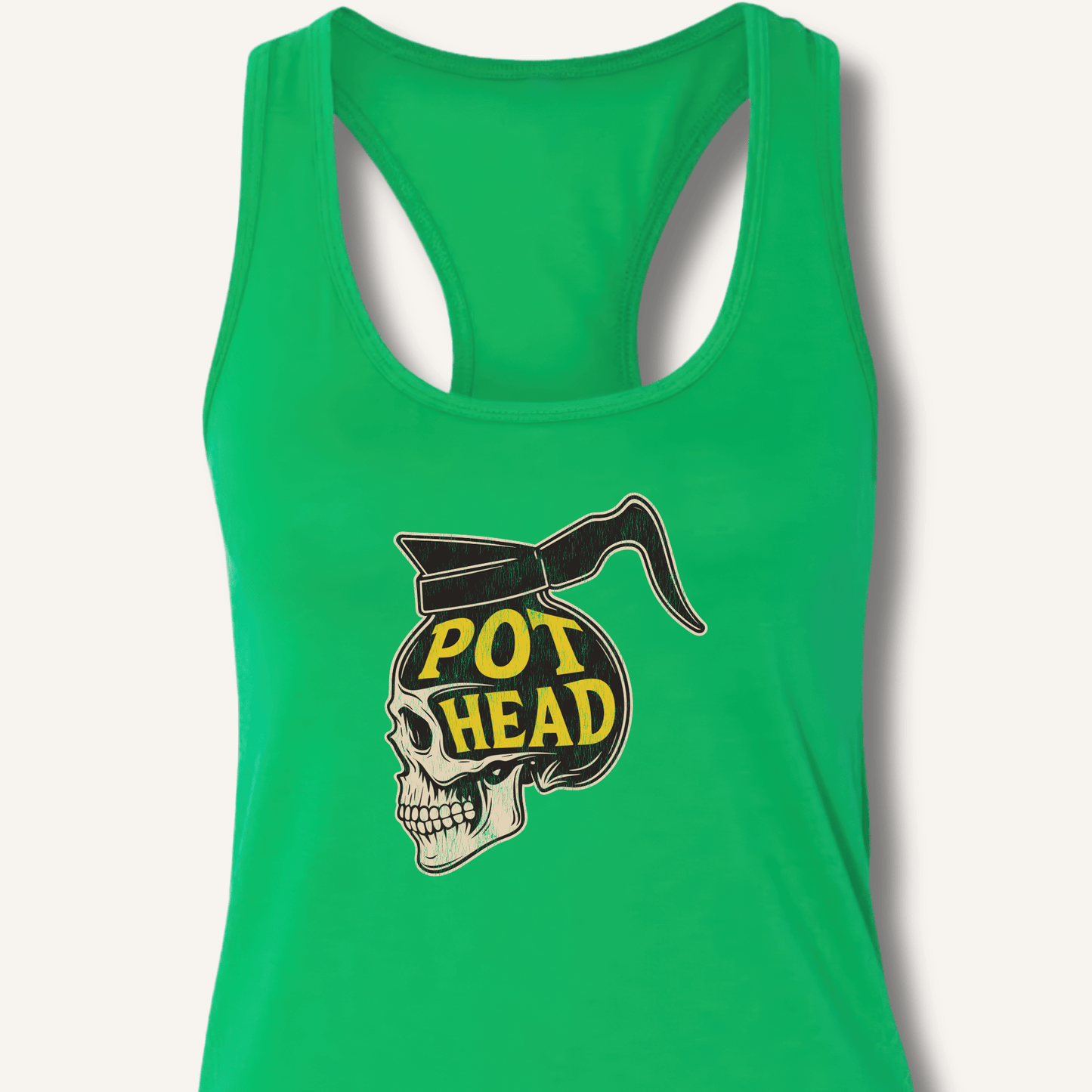 Tank Top XS / Solid Kelly Green Pot Head Racerback Tank
