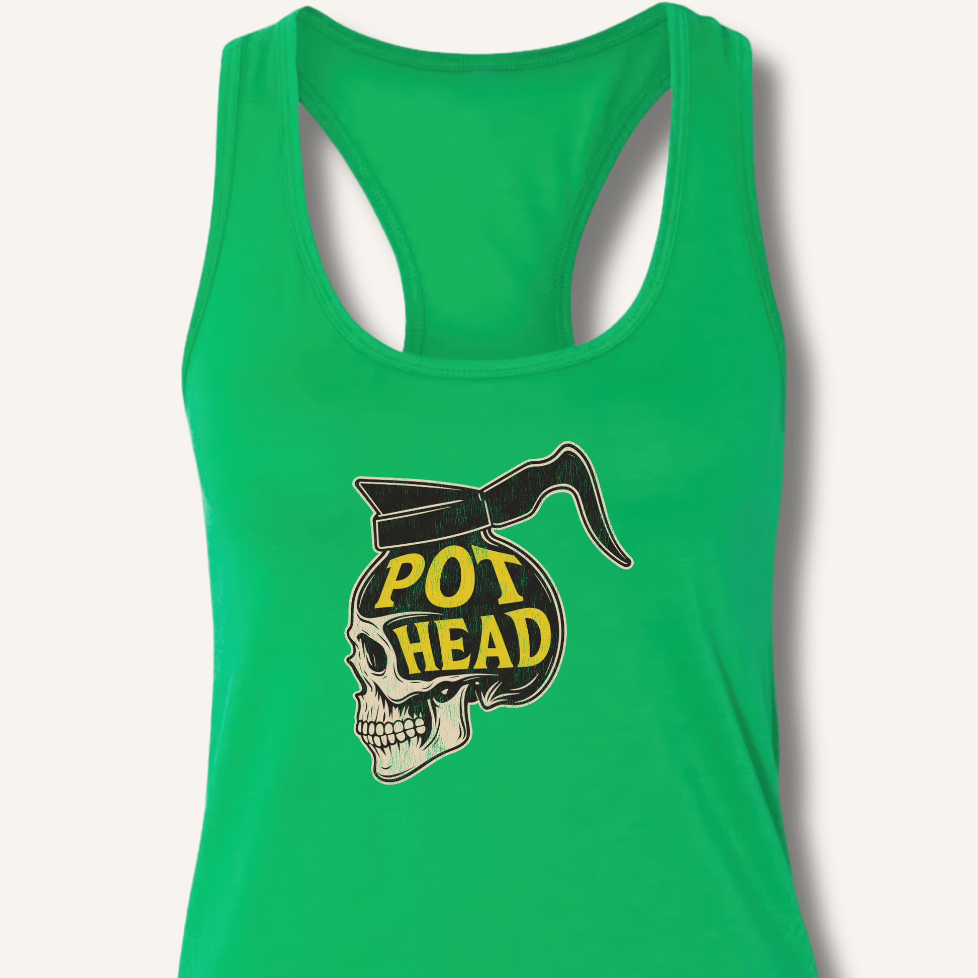 Tank Top XS / Solid Kelly Green Pot Head Racerback Tank