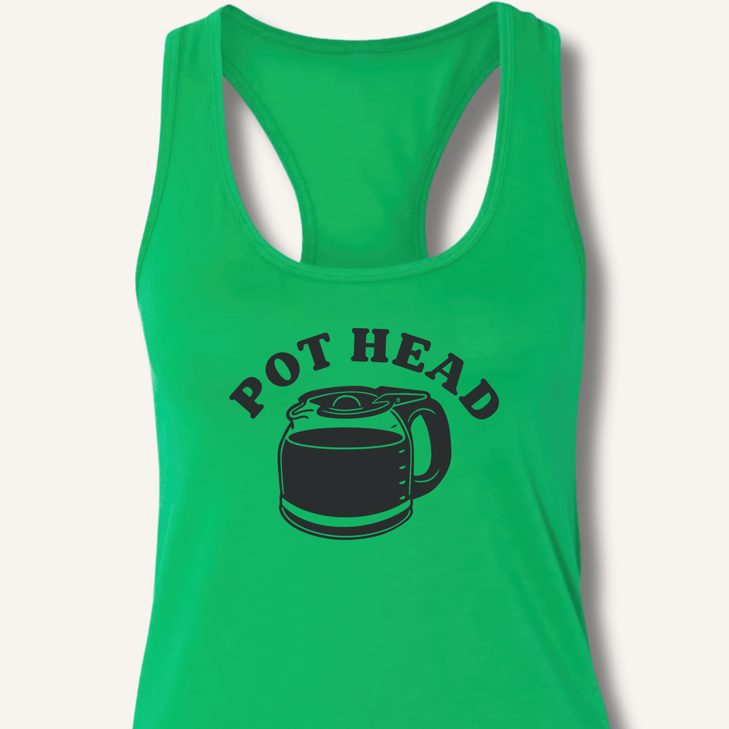 Tank Top XS / Solid Kelly Green Pot Head Racerback Tank