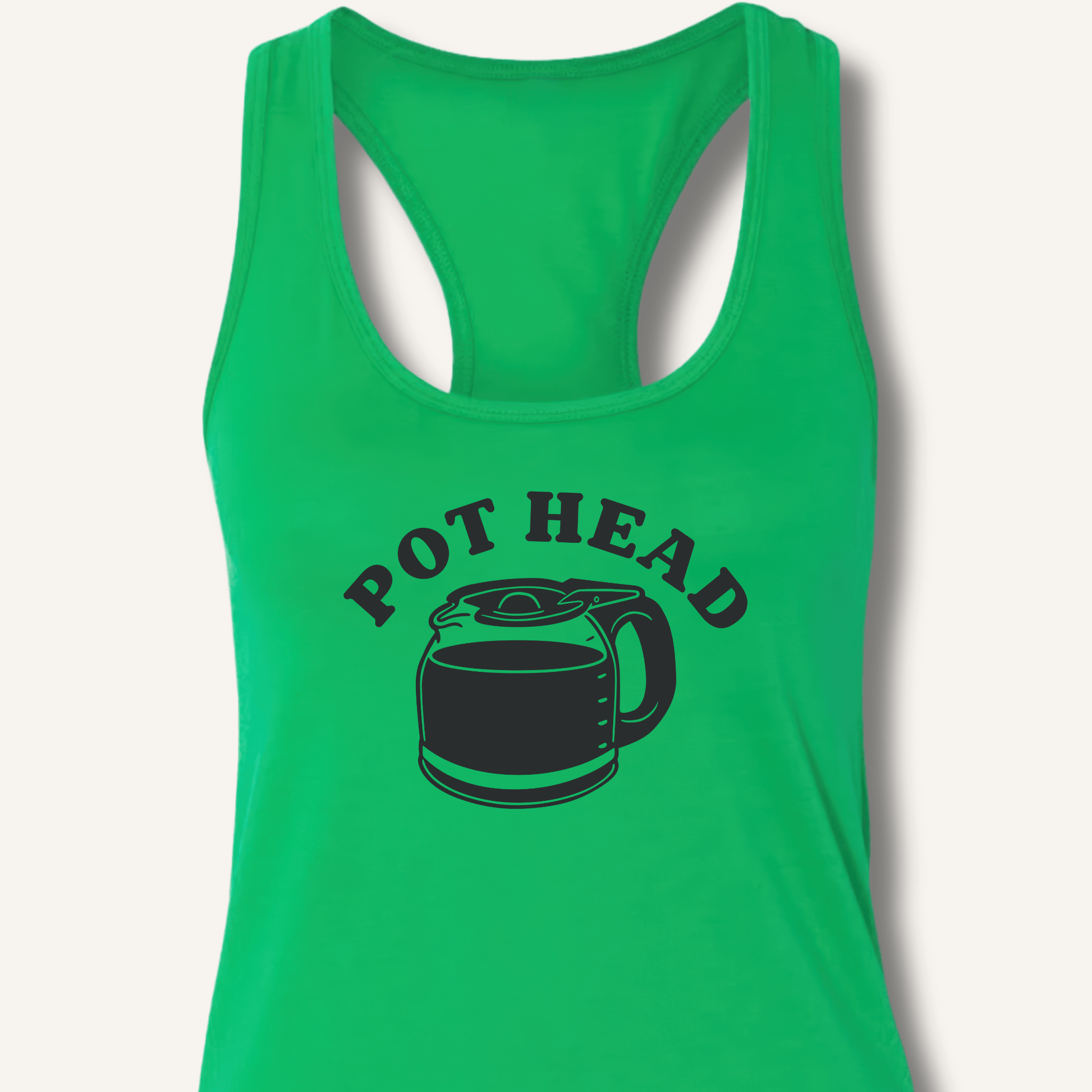 Tank Top XS / Solid Kelly Green Pot Head Racerback Tank