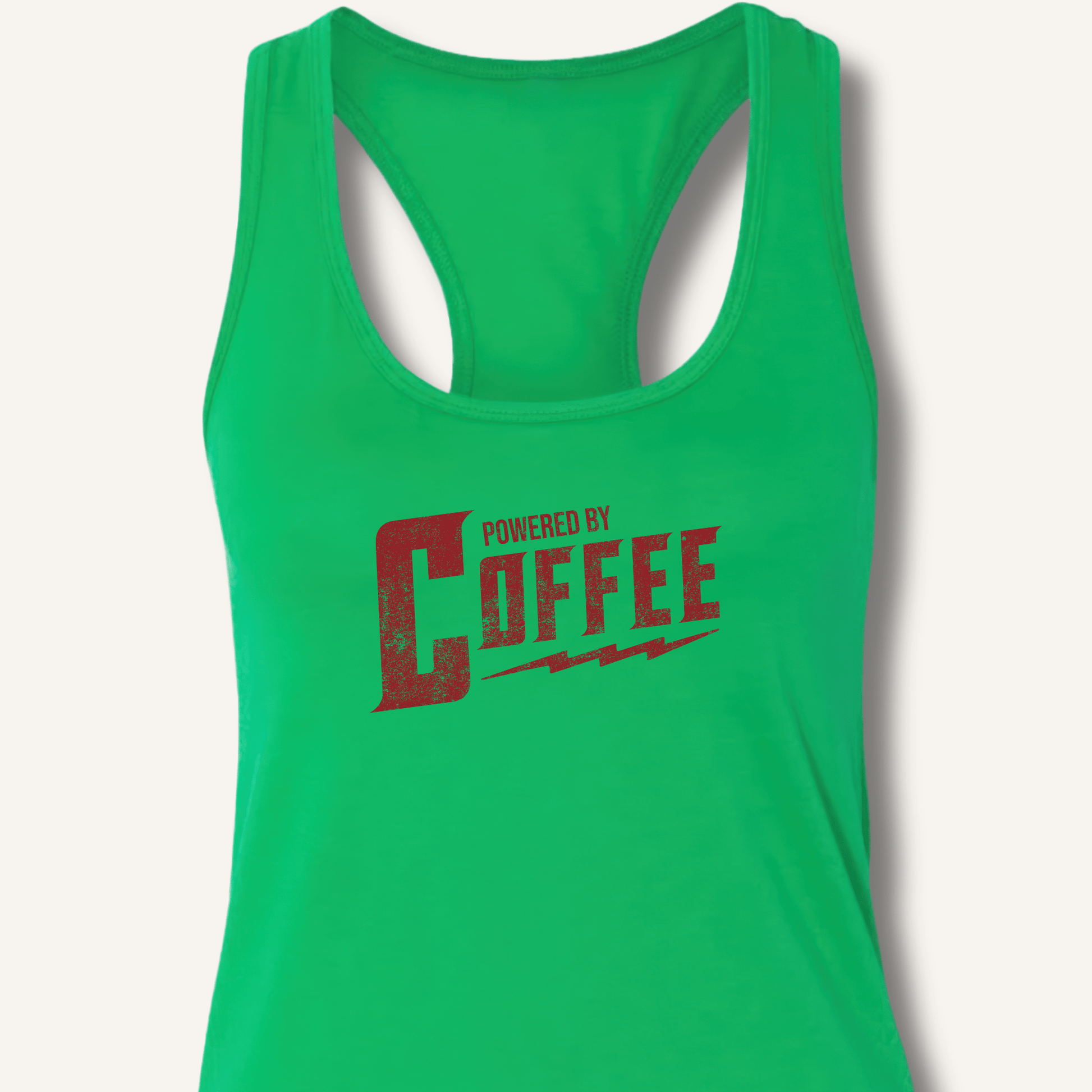 Tank Top XS / Solid Kelly Green Powered By Coffee Racerback Tank