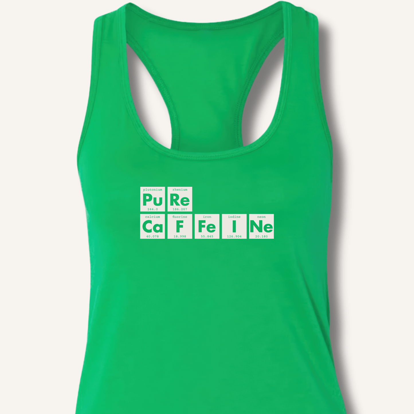 Tank Top XS / Solid Kelly Green Pure Caffeine Racerback Tank