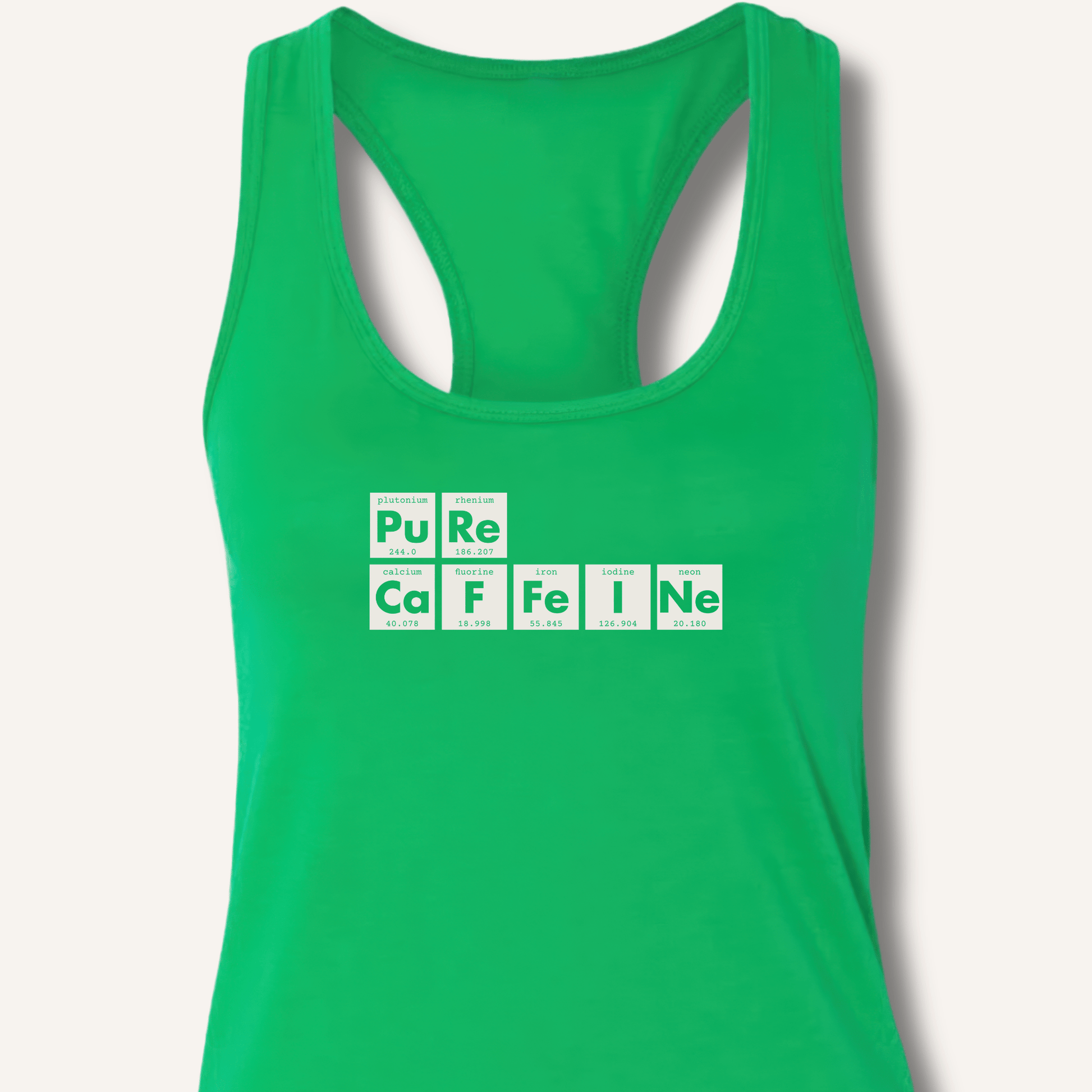 Tank Top XS / Solid Kelly Green Pure Caffeine Racerback Tank