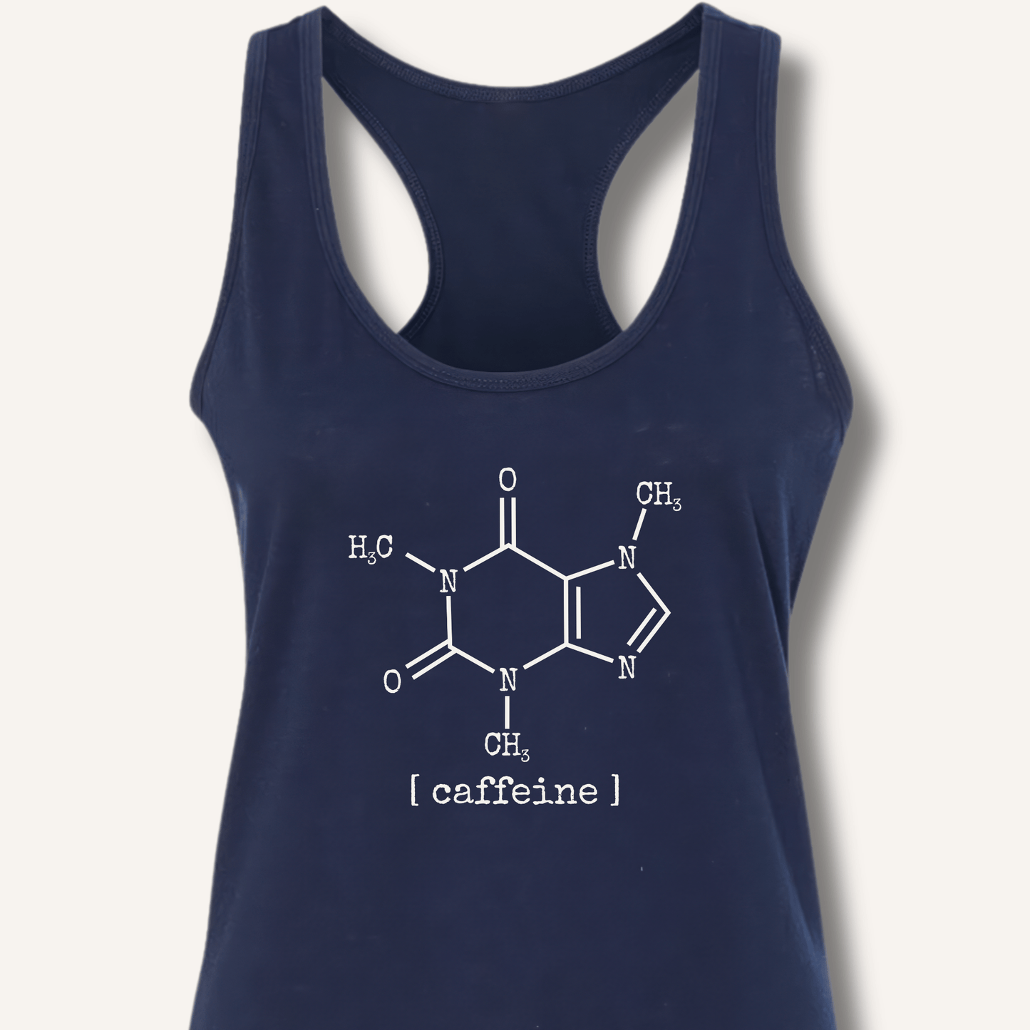 Tank Top XS / Solid Midnight Navy Caffeine Molecule Racerback Tank