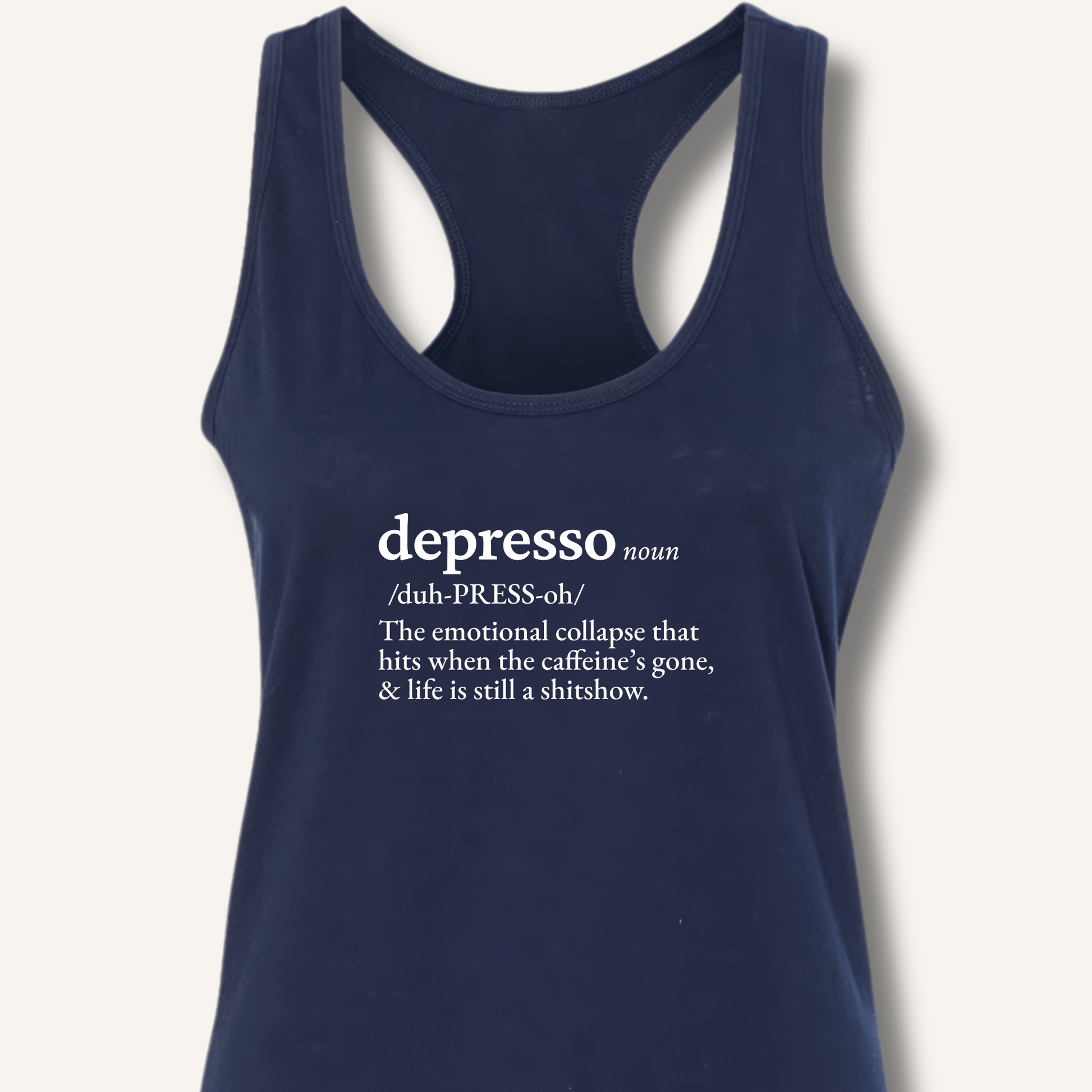 Tank Top XS / Solid Midnight Navy Depresso Definition Racerback Tank