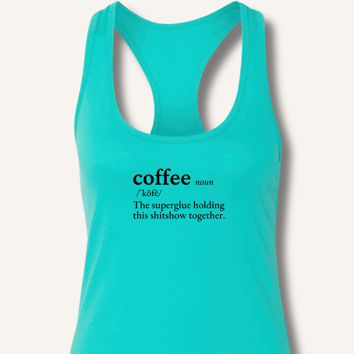 Tank Top XS / Solid Tahiti Blue Coffee Definition Racerback Tank
