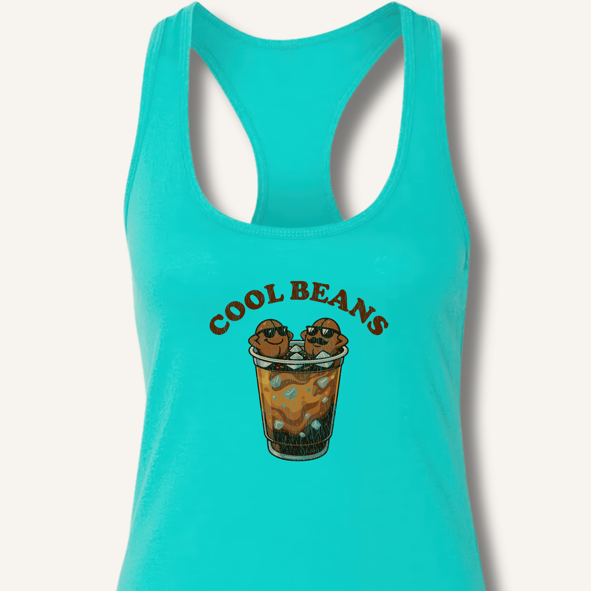 Tank Top XS / Solid Tahiti Blue Cool Beans Racerback Tank