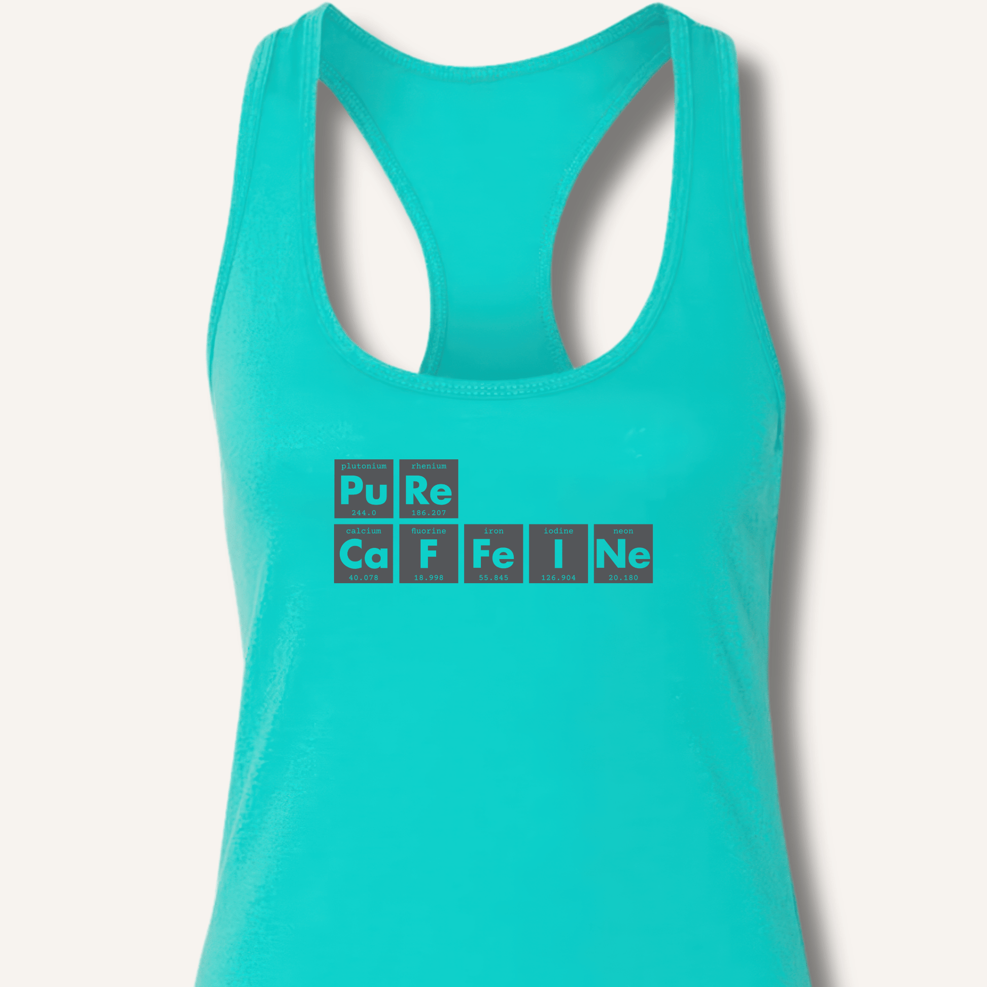 Tank Top XS / Solid Tahiti Blue Pure Caffeine Racerback Tank