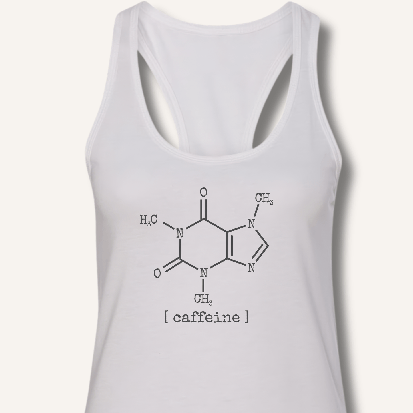Tank Top XS / Solid White Caffeine Molecule Racerback Tank