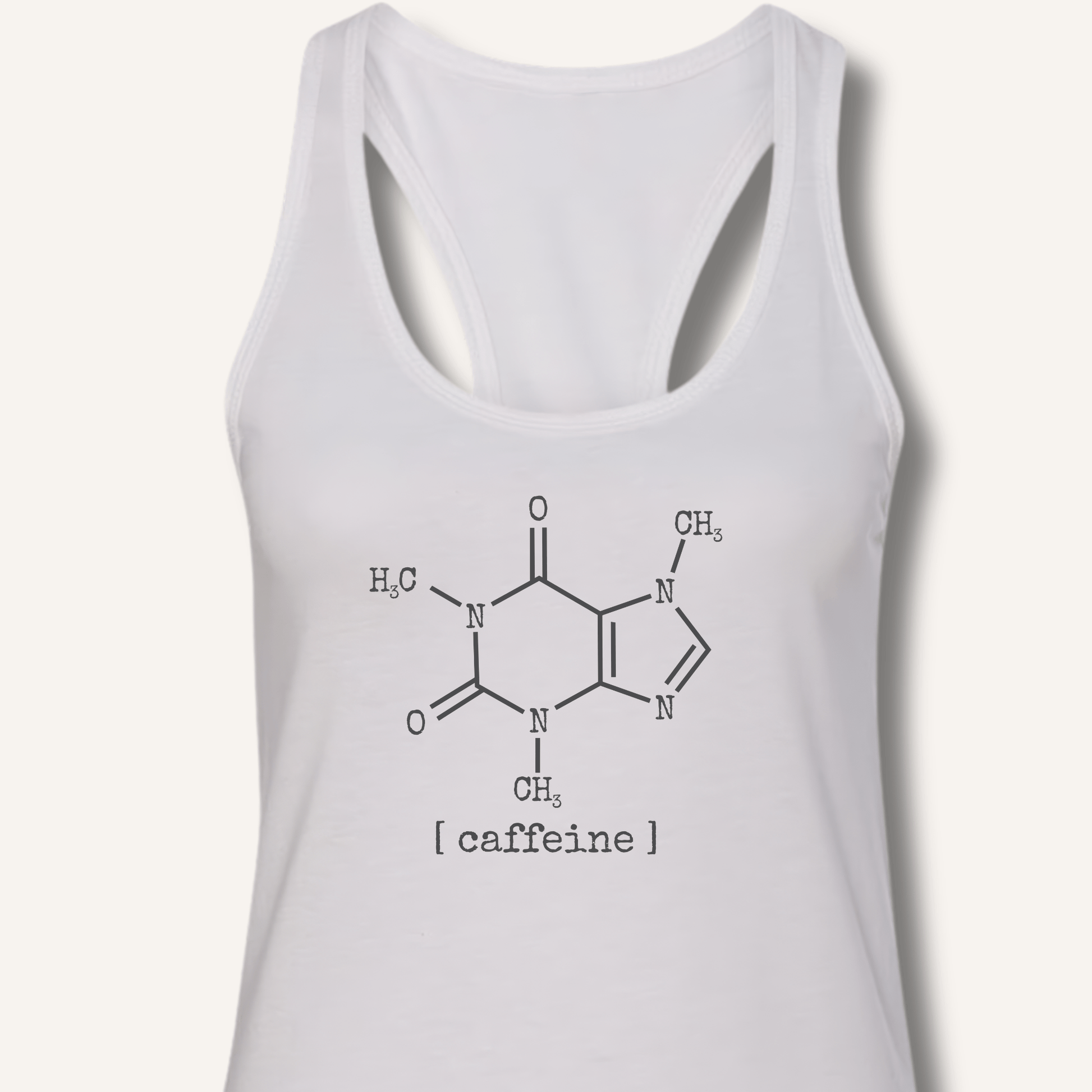 Tank Top XS / Solid White Caffeine Molecule Racerback Tank