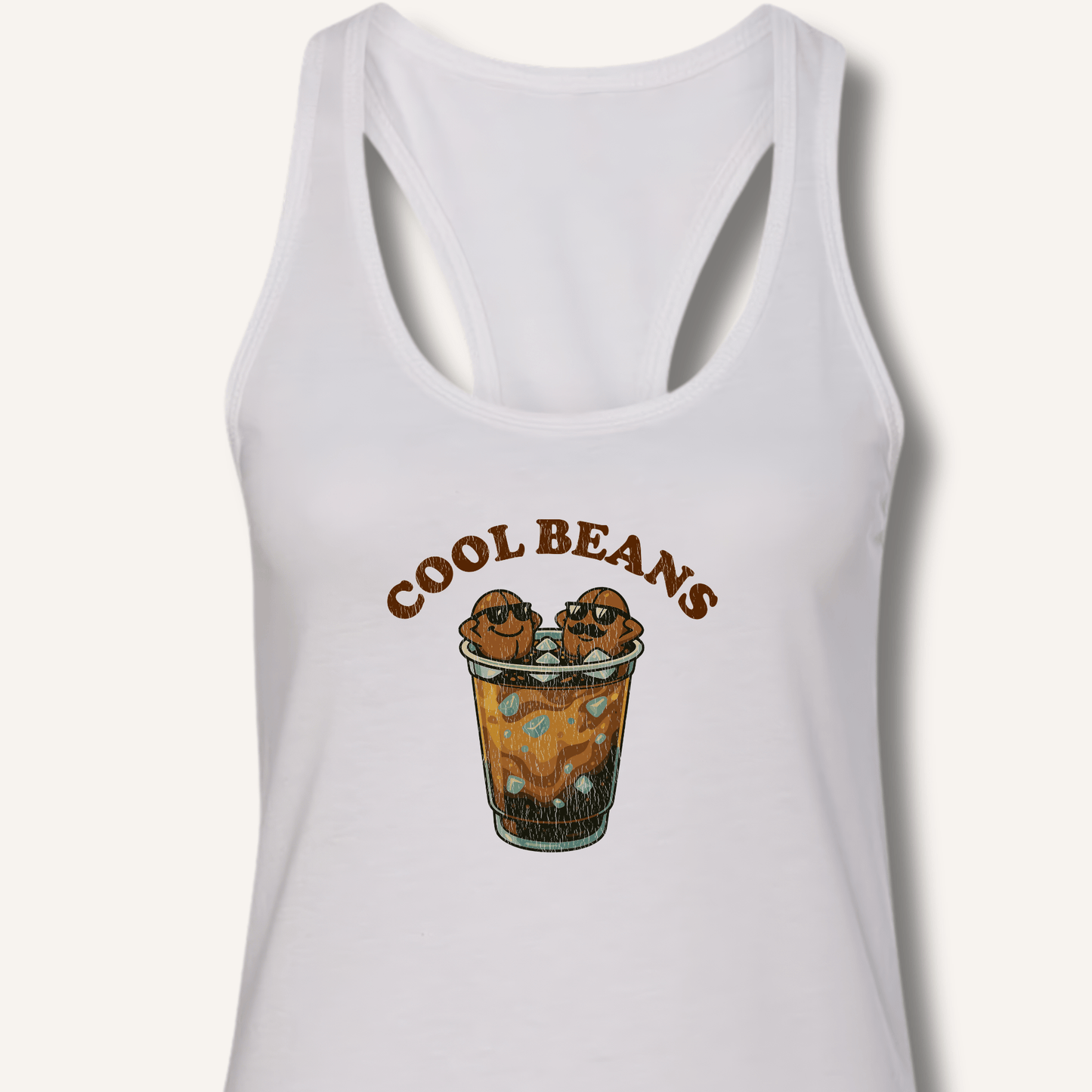Tank Top XS / Solid White Cool Beans Racerback Tank