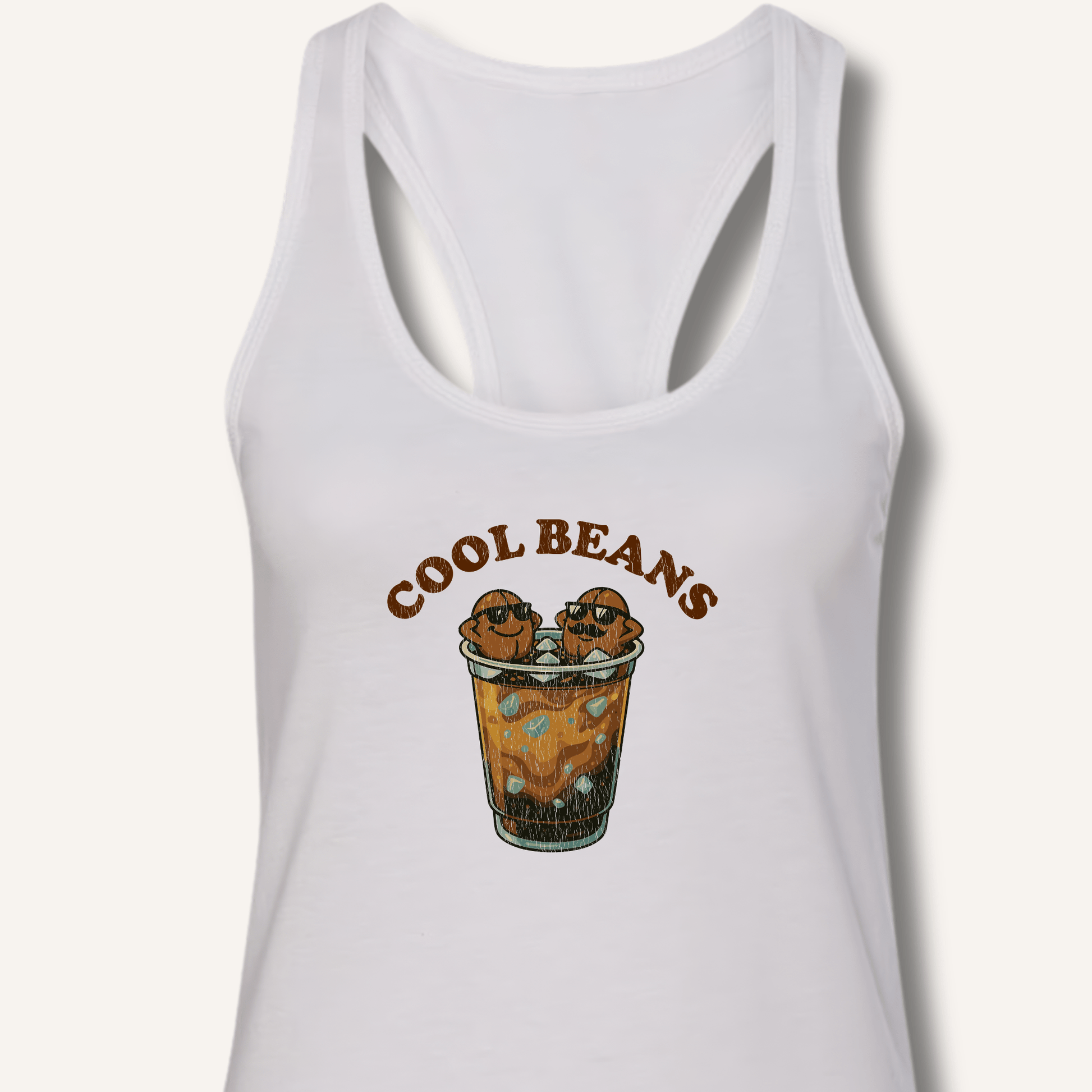 Tank Top XS / Solid White Cool Beans Racerback Tank