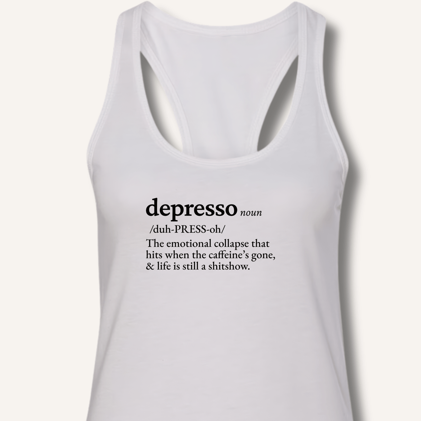 Tank Top XS / Solid White Depresso Definition Racerback Tank