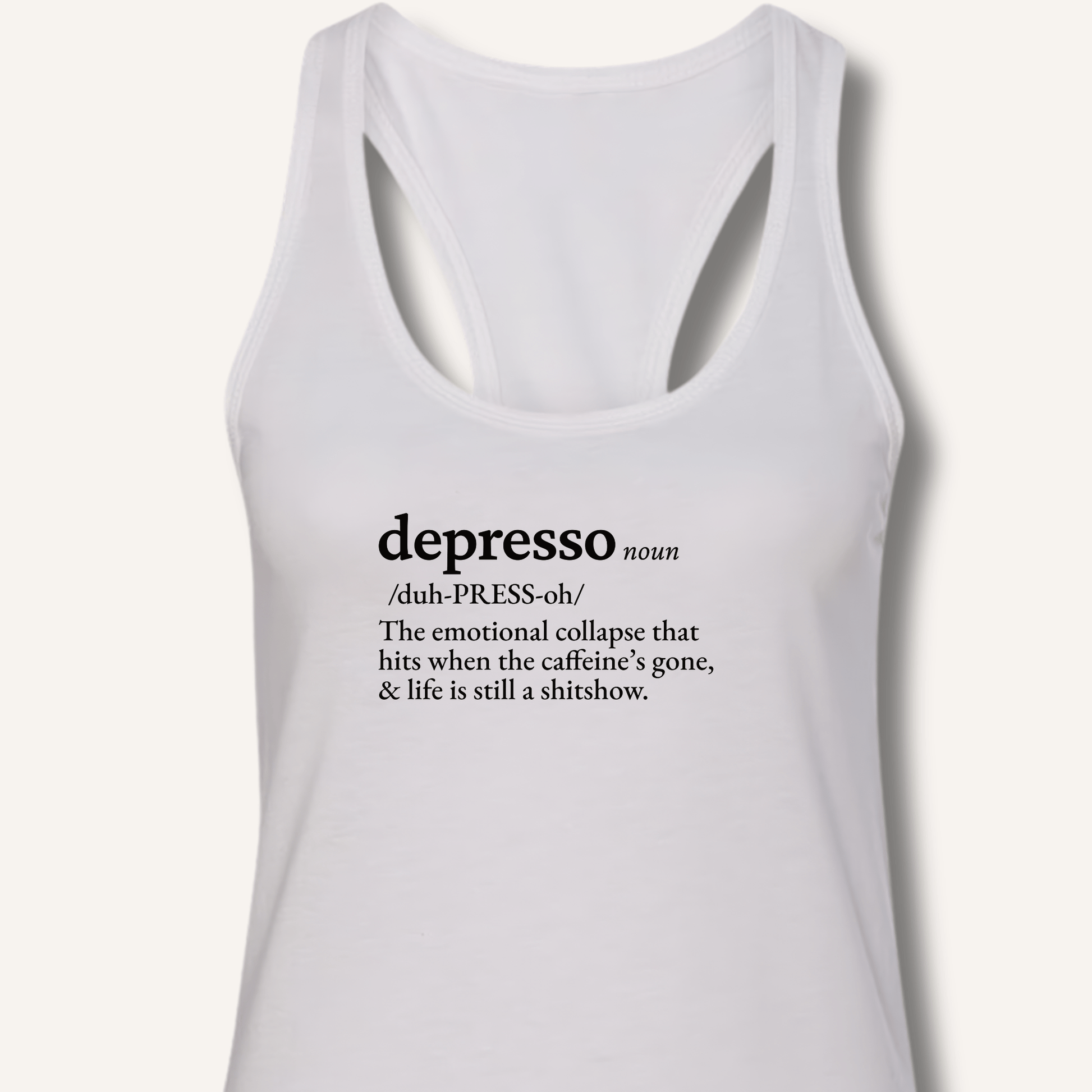 Tank Top XS / Solid White Depresso Definition Racerback Tank