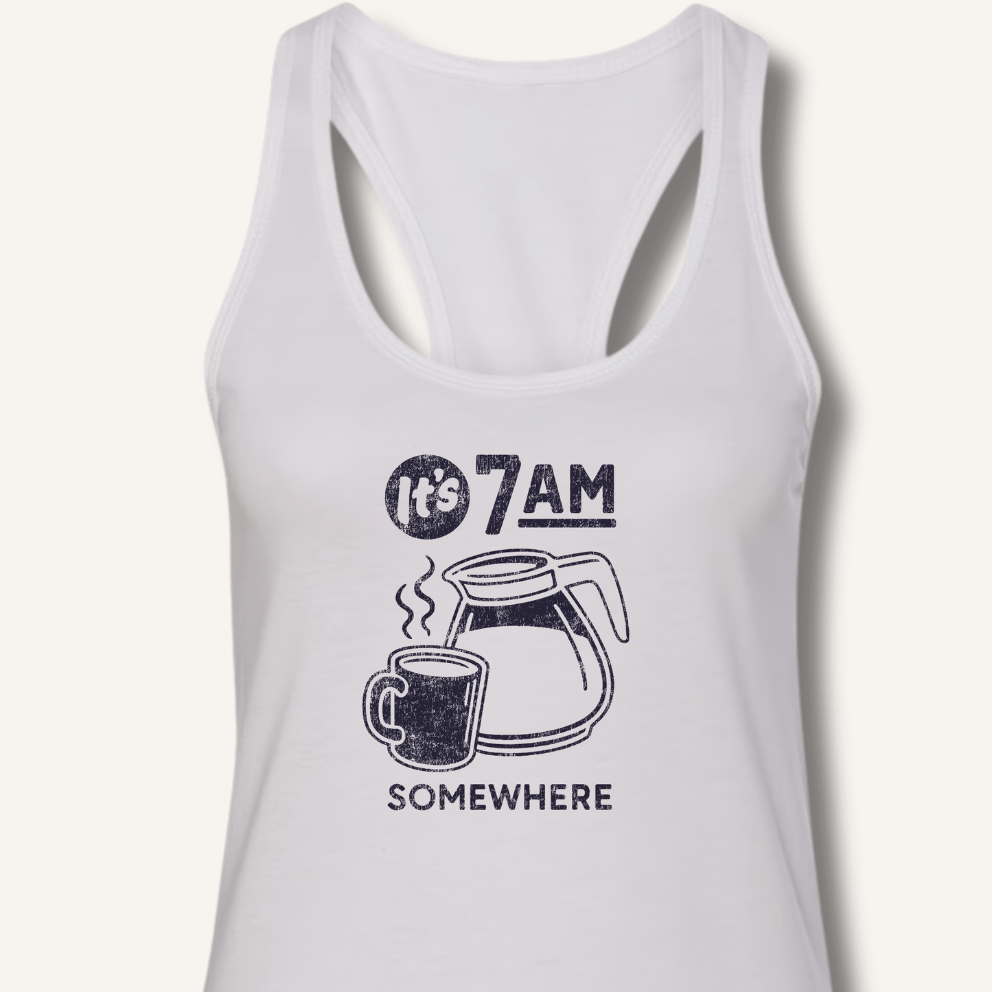 Tank Top XS / Solid White It's 7AM Somewhere Racerback Tank