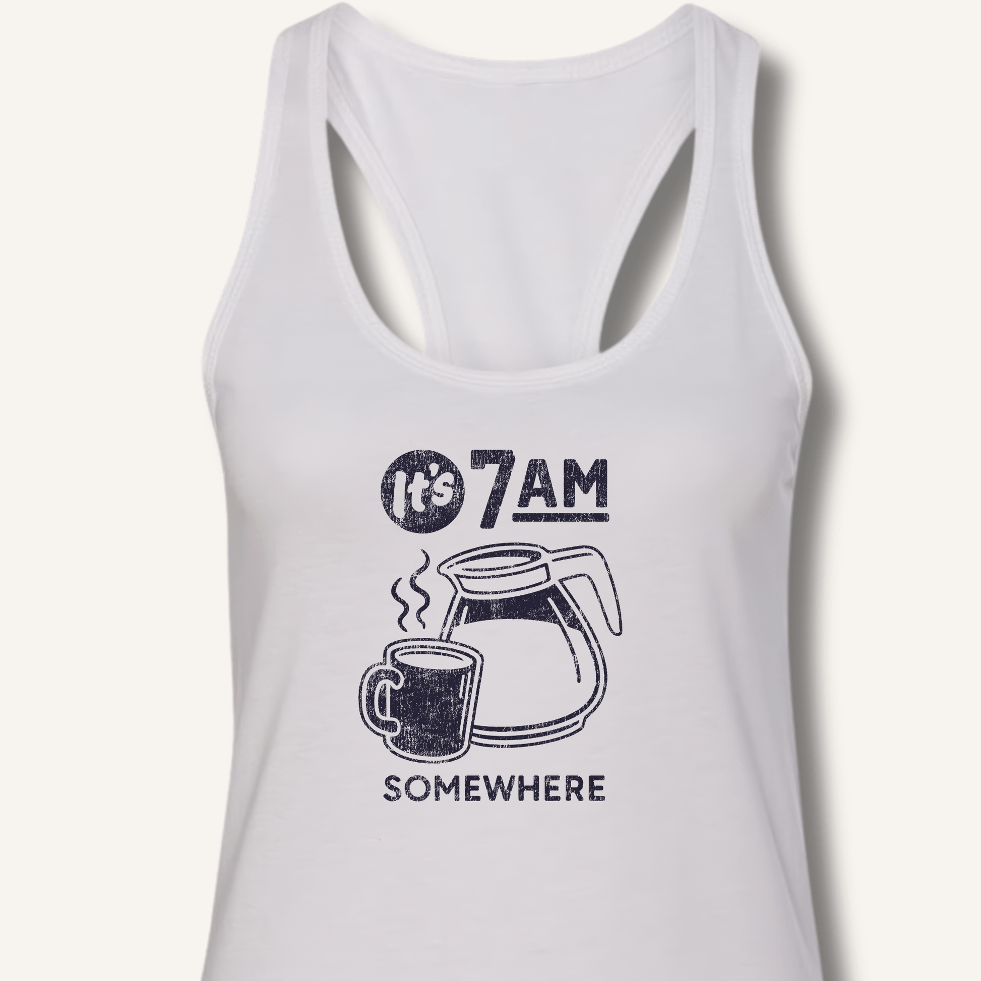 Tank Top XS / Solid White It's 7AM Somewhere Racerback Tank