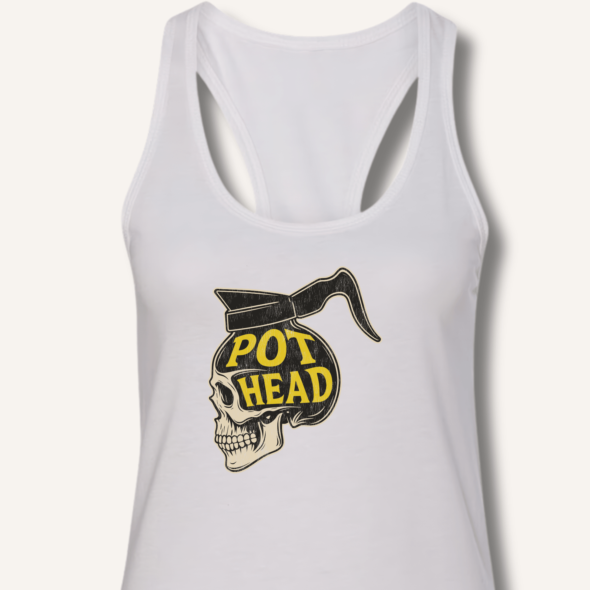 Tank Top XS / Solid White Pot Head Racerback Tank