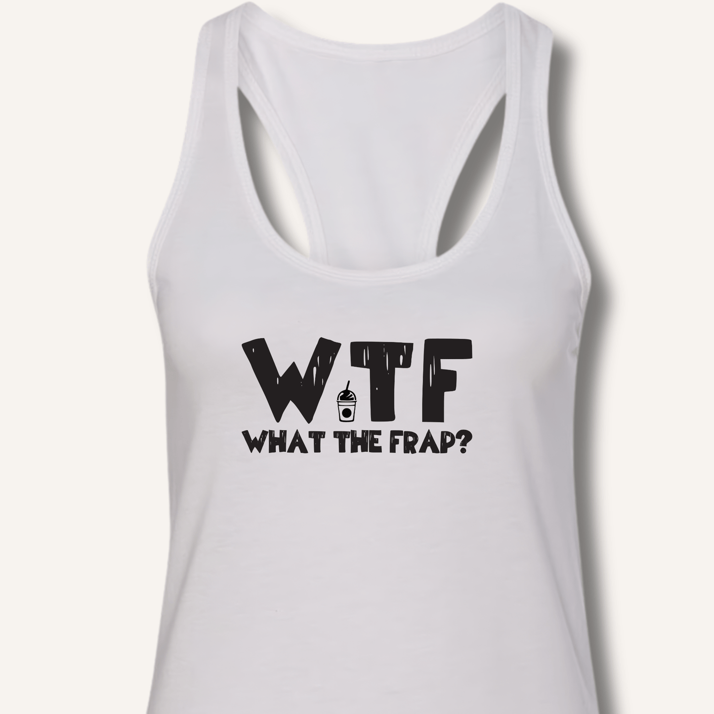Tank Top XS / Solid White WTF What The Frap? Racerback Tank