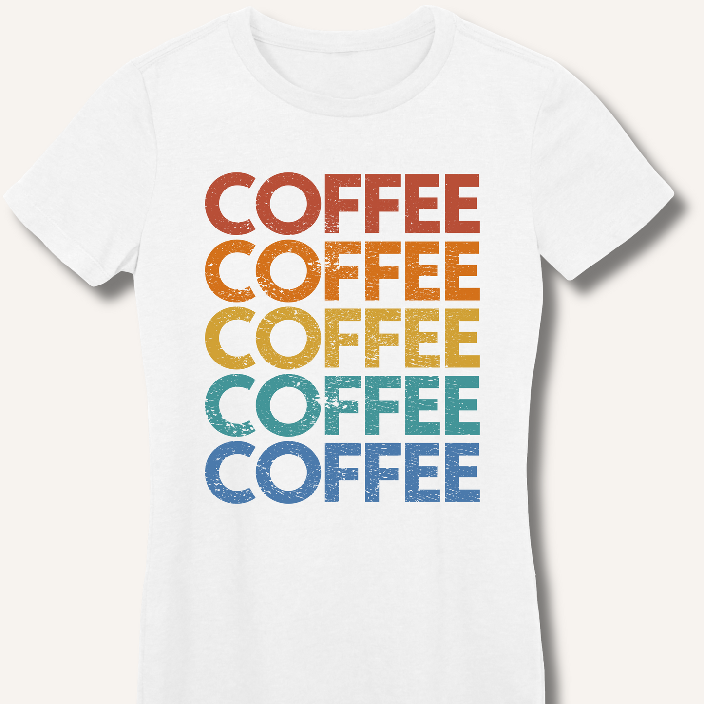 Coffee Vintage Rainbow Fitted T-Shirt