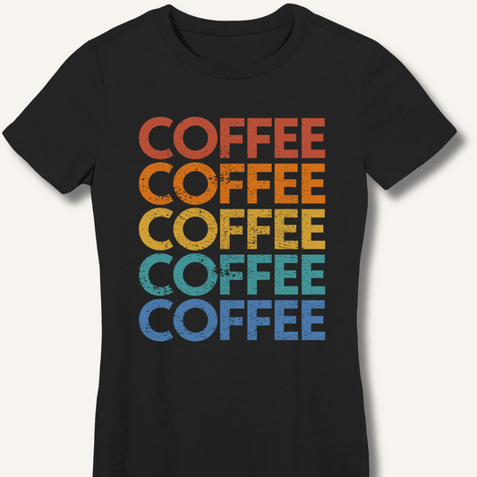 Coffee Vintage Rainbow Fitted T-Shirt