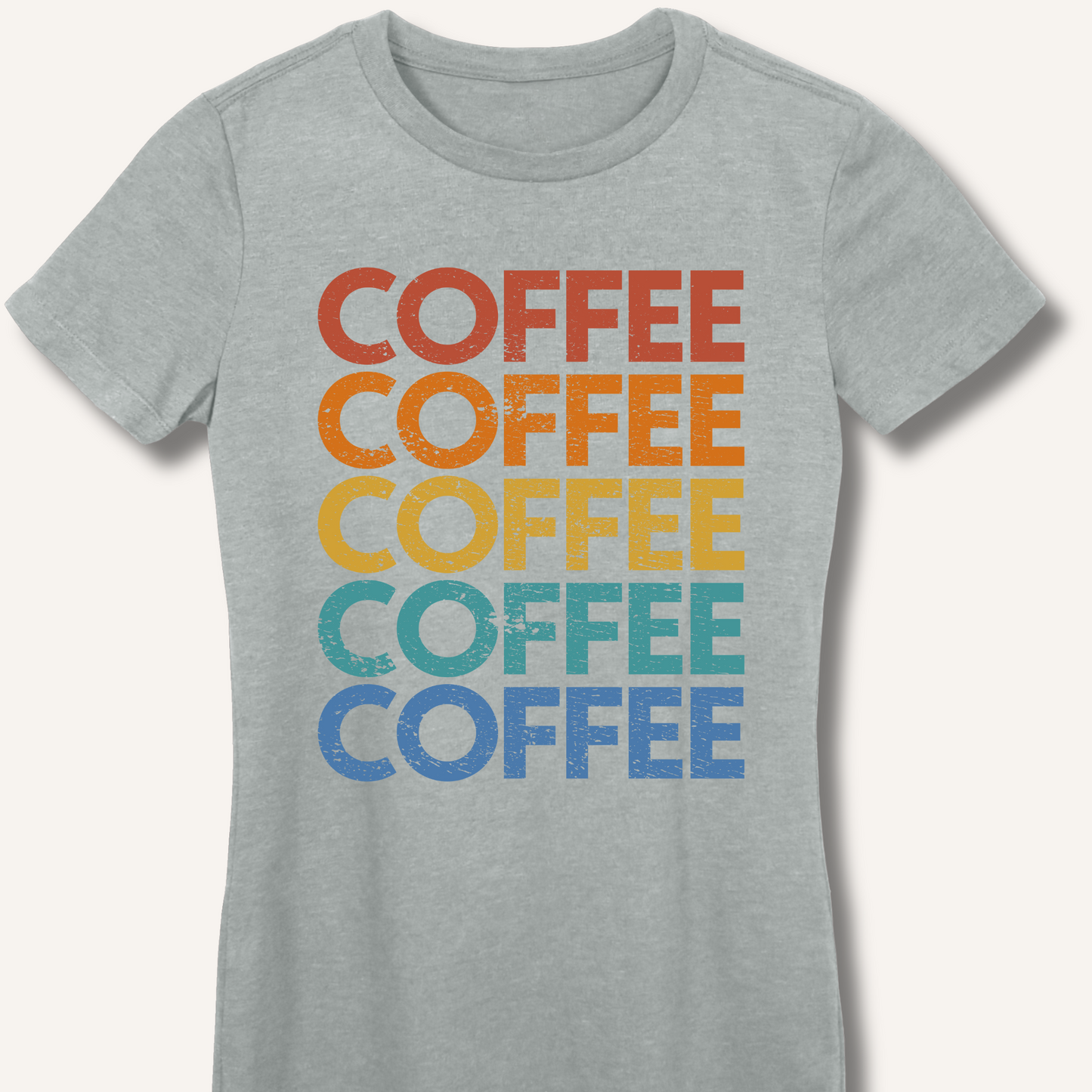 Coffee Vintage Rainbow Fitted T-Shirt