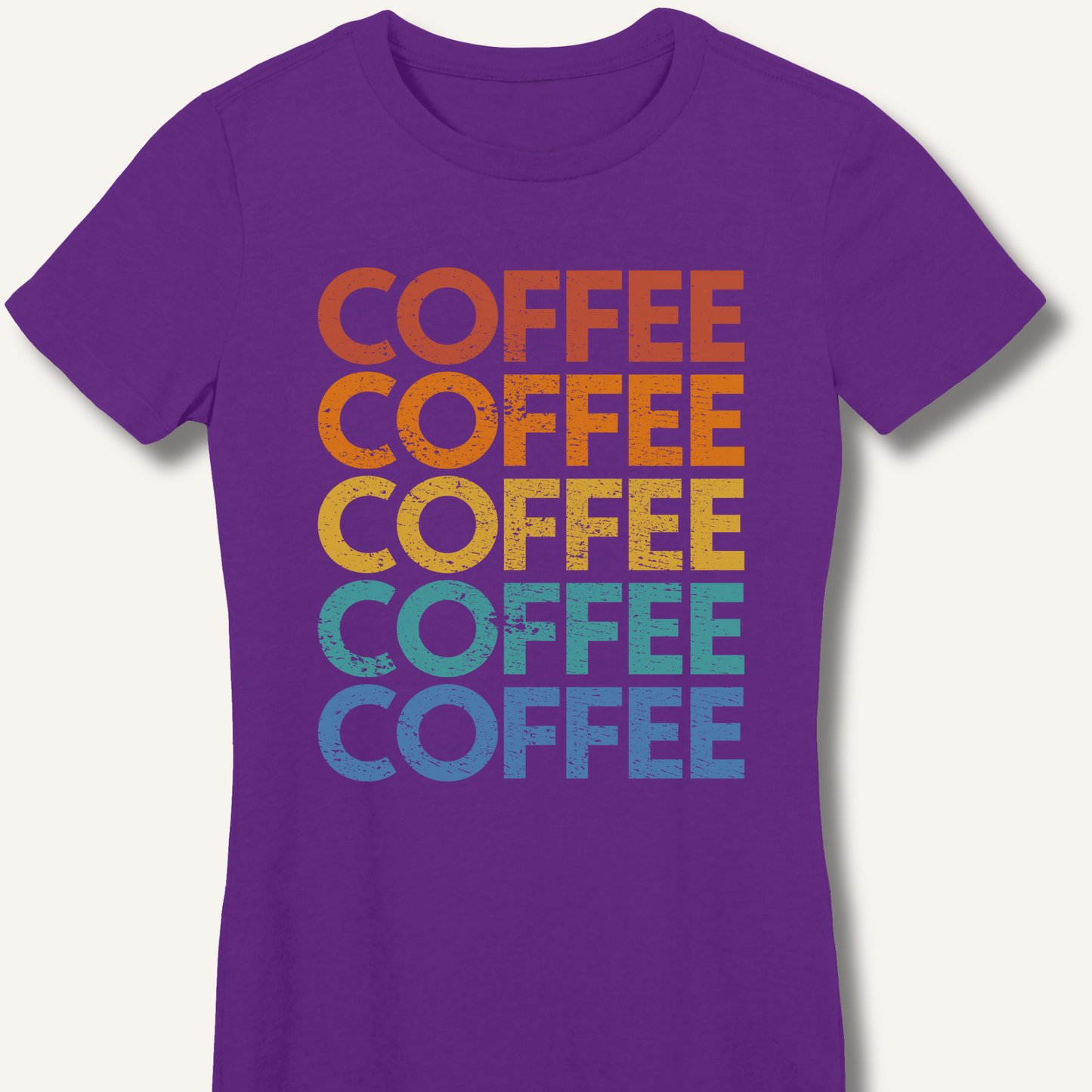 Coffee Vintage Rainbow Fitted T-Shirt