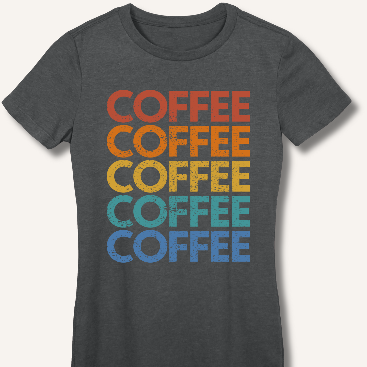 Coffee Vintage Rainbow Fitted T-Shirt