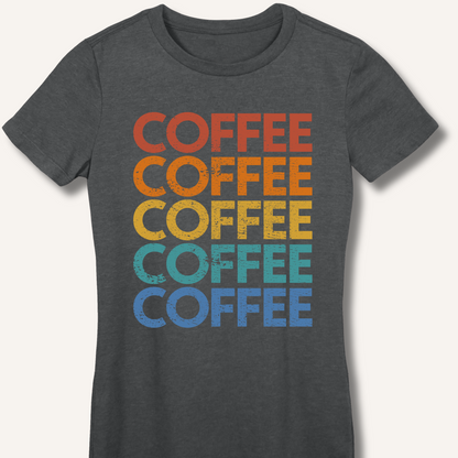 Coffee Vintage Rainbow Fitted T-Shirt
