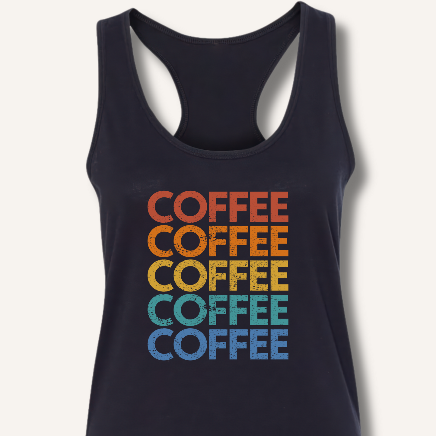 Coffee Vintage Rainbow Racerback Tank