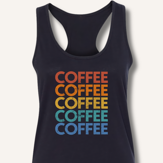 Coffee Vintage Rainbow Racerback Tank