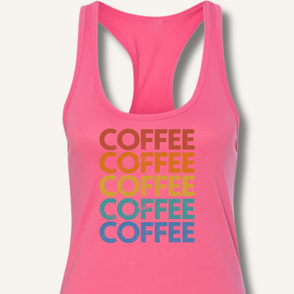 Coffee Vintage Rainbow Racerback Tank