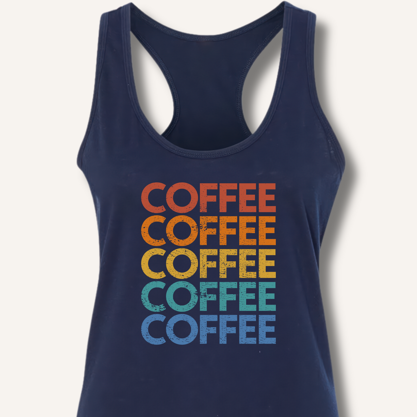 Coffee Vintage Rainbow Racerback Tank