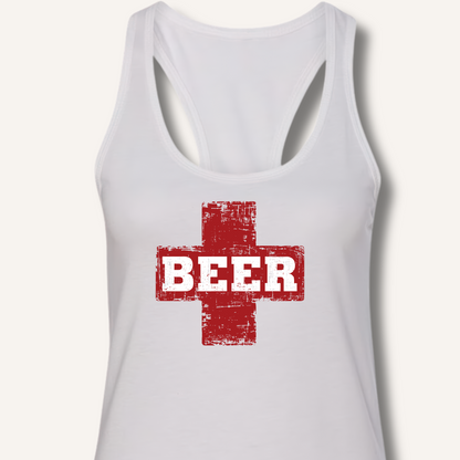 Beer First Aid Racerback Tank