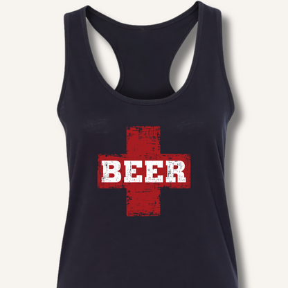Beer First Aid Racerback Tank