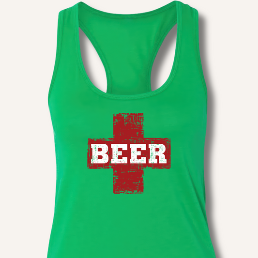 Beer First Aid Racerback Tank