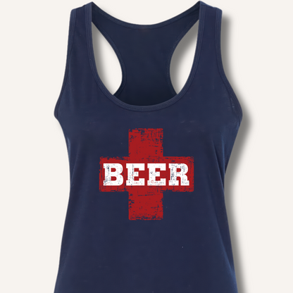 Beer First Aid Racerback Tank