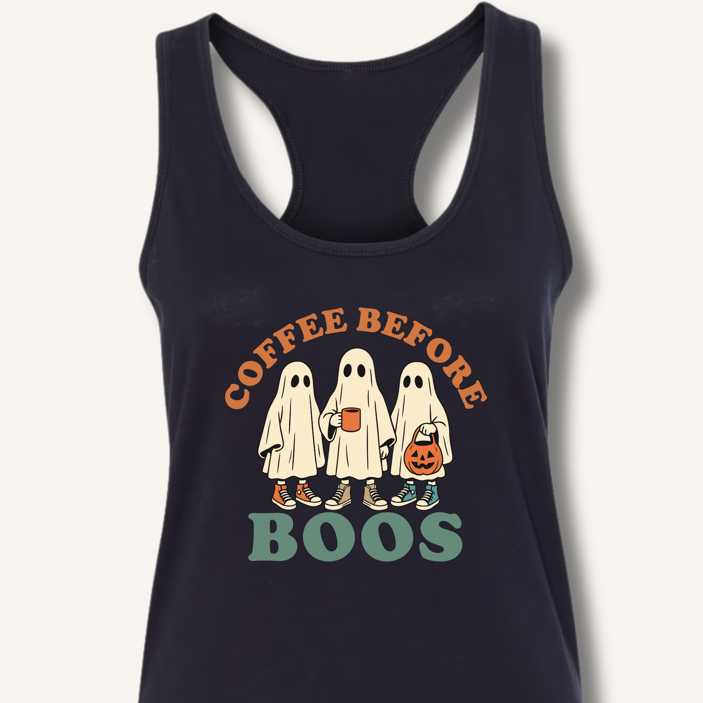 Coffee Before Boos Racerback Tank
