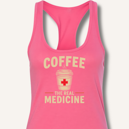 Coffee The Real Medicine Racerback Tank