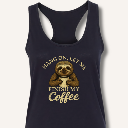 Let Me Finish My Coffee Racerback Tank