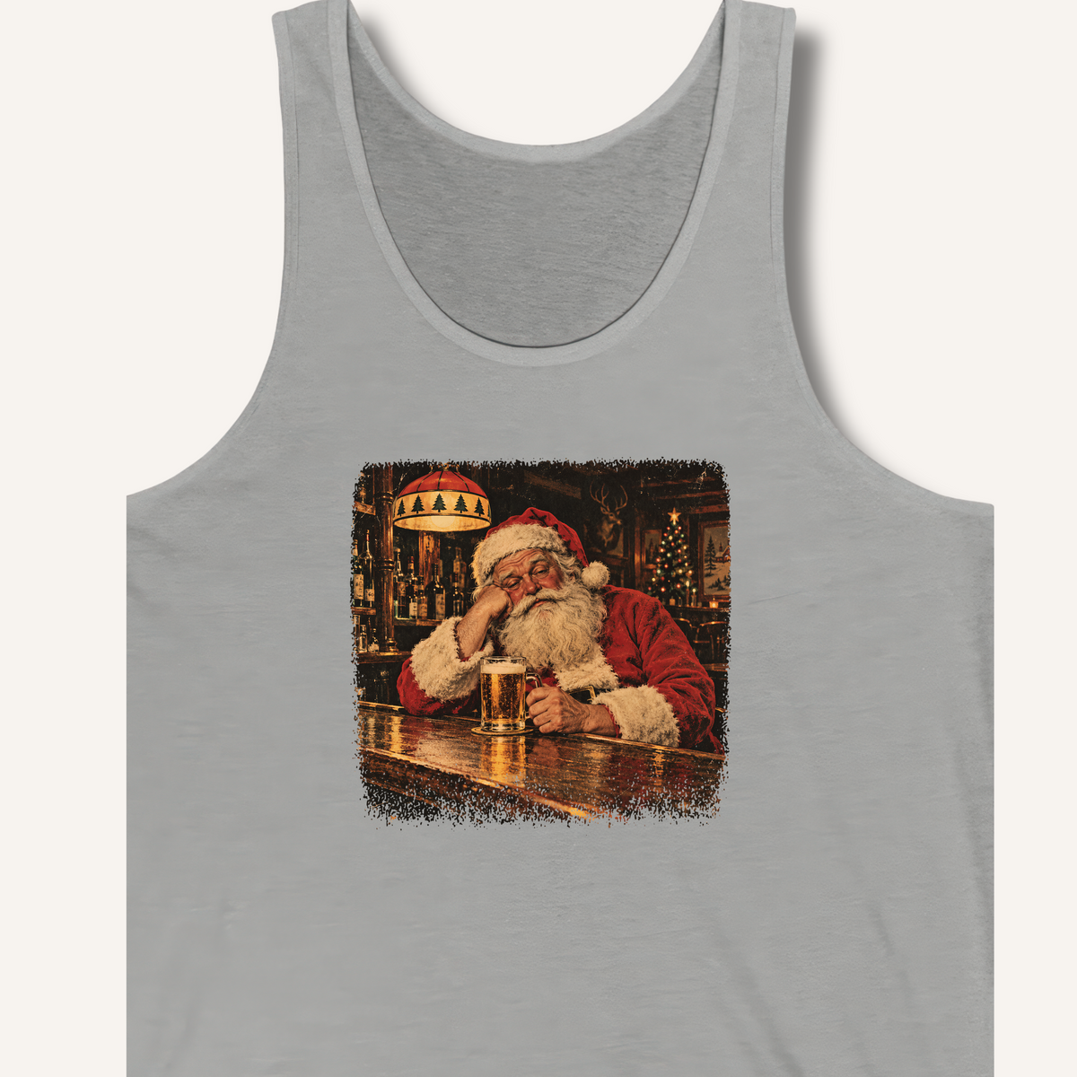 Santa At The Bar Tank – Athletic Heather