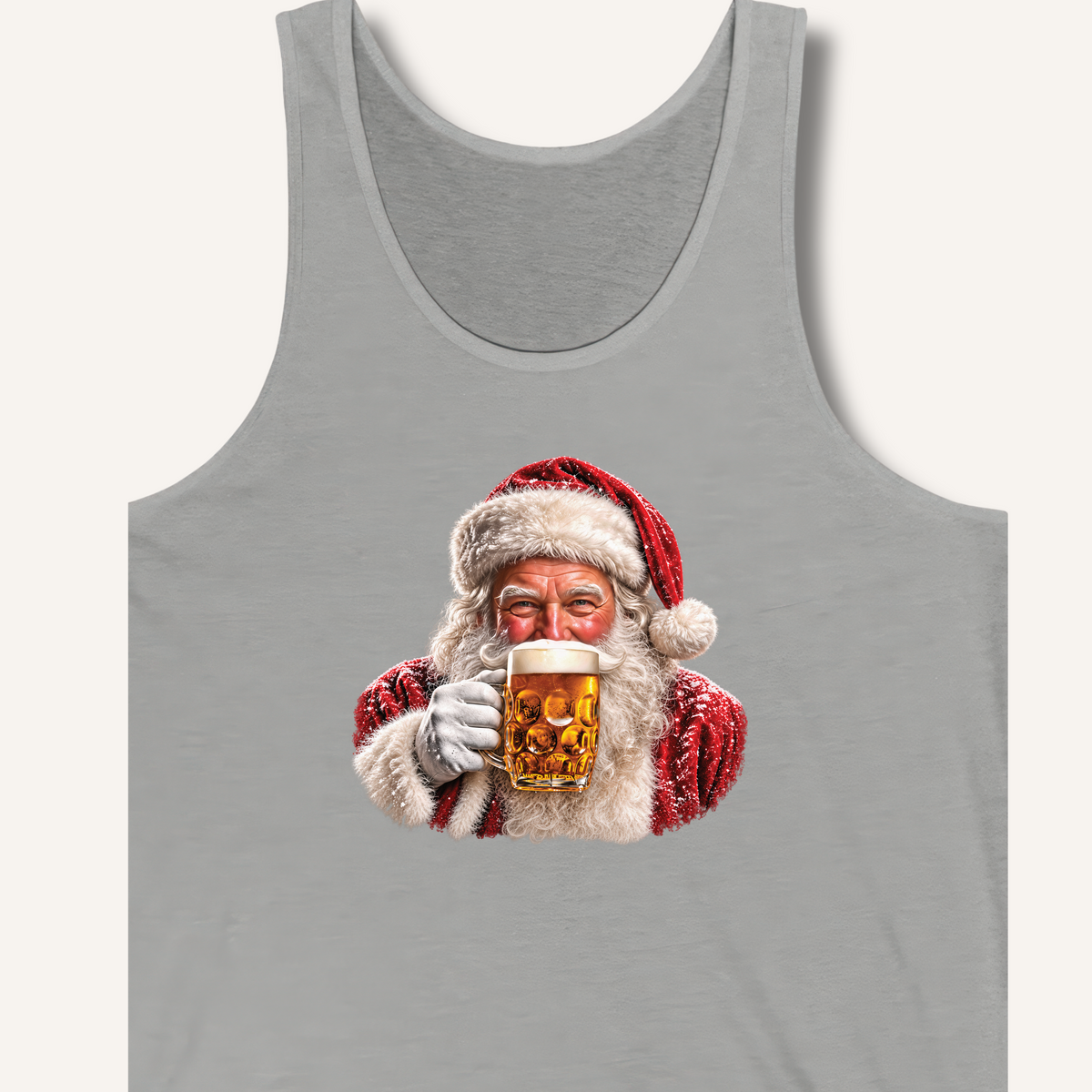 Santa Drinking Beer Tank – Athletic Heather