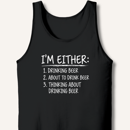 I'm Either: Drinking Beer Tank – Black