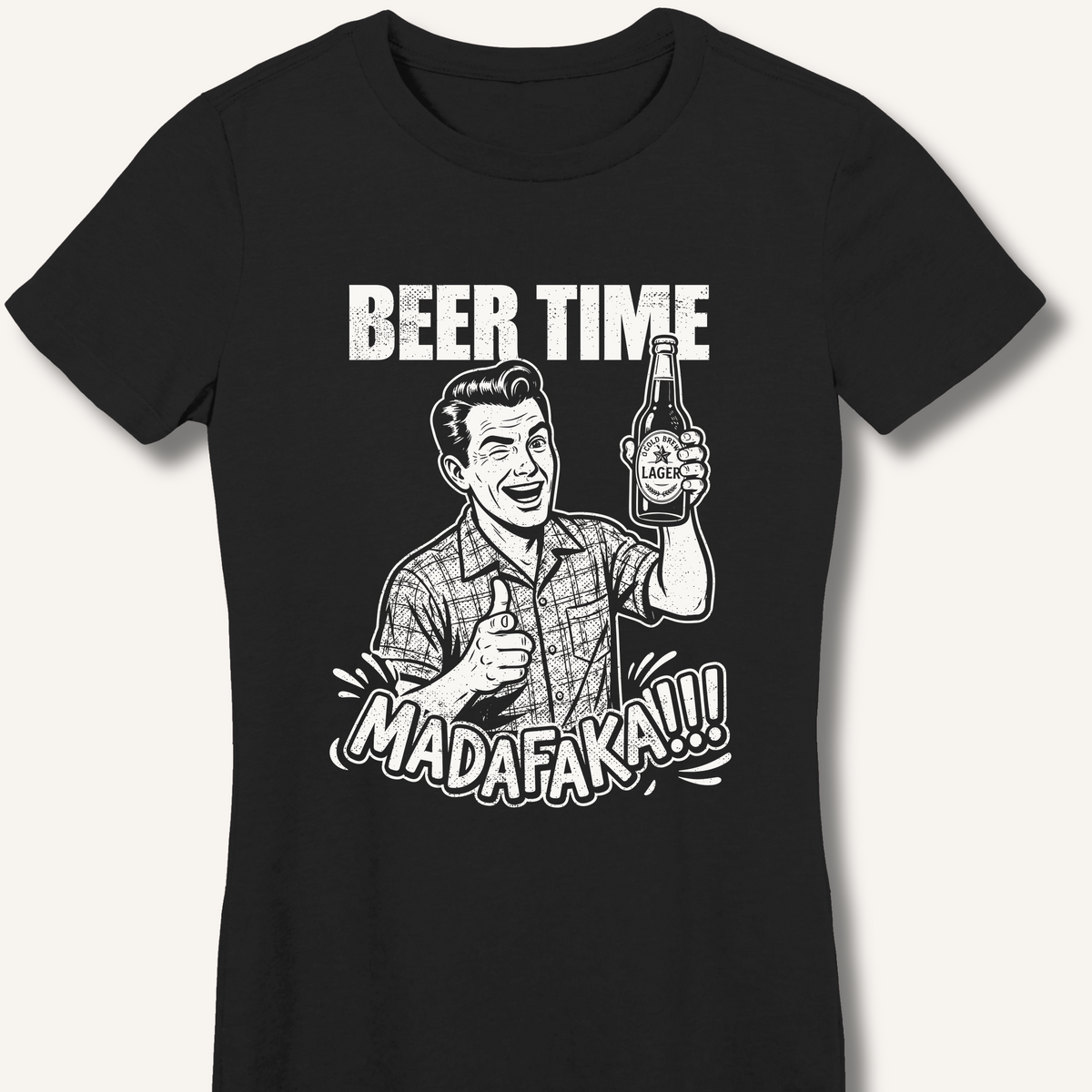 Beer Time Women's Fitted T-Shirt – Black