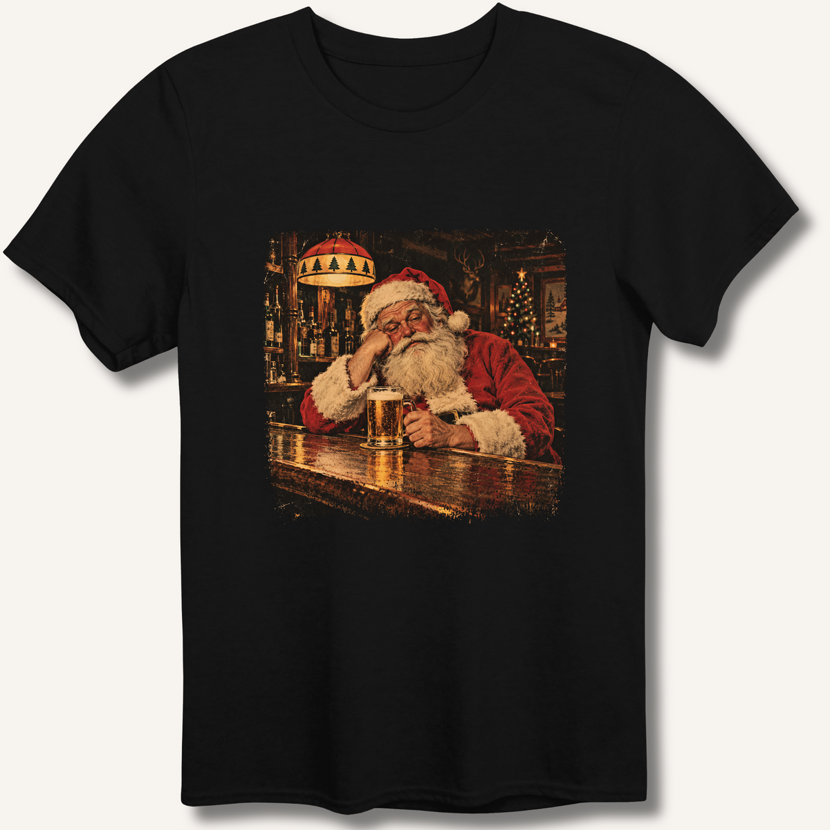 Santa At The Bar T-Shirt – Black