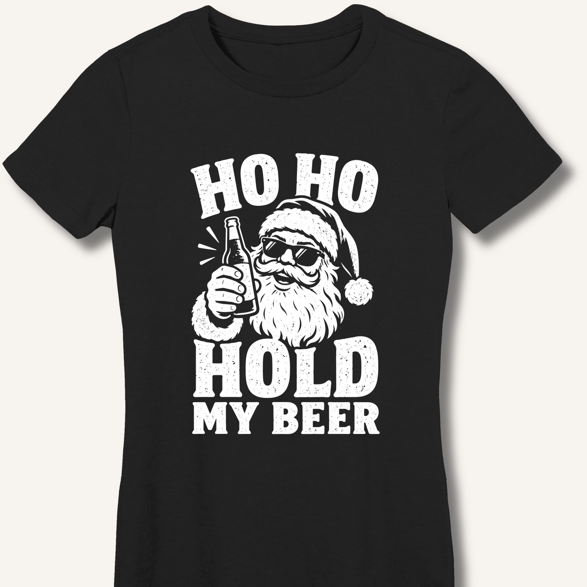 Ho Ho Hold My Beer Women's Fitted T-Shirt – Black